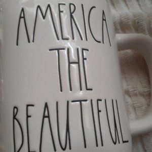 NEW RAE DUNN AMERICA THE BEAUTIFUL DOUBLE SIDED MUG